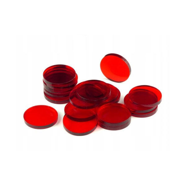Podstawki pod figurki - Transparentne - Czerwone - okrąg 25x3mm